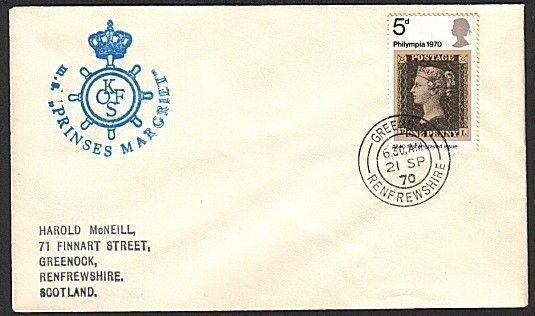 GB SCOTLAND 1970 cover MS PRINCES MARGRIET ship cachet.....................13687