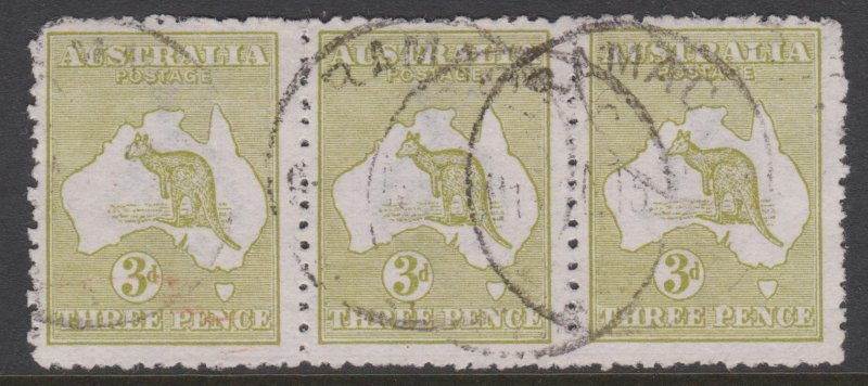 Australia Sc#5 Used - Inverted Watermark - Strip of 3