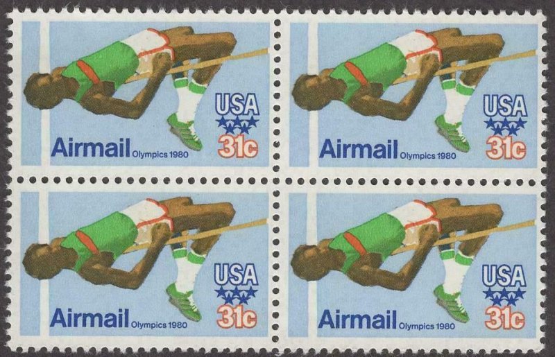 Scott #  C97 - Block Of 4 - Olympics High Jump - MNH - 1979