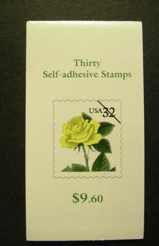 BK242, Scott 3049d, 32c Yellow Rose, COMPLETE booklet of 30