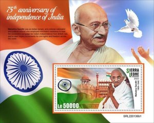 Sierra Leone - 2022 Independence of India - Stamp Souvenir Sheet - SRL220136b1