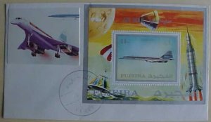 FUJEIRA CONCORDE SHEETLET PERF JA 30,1971 FDC ONLY 99 MADE