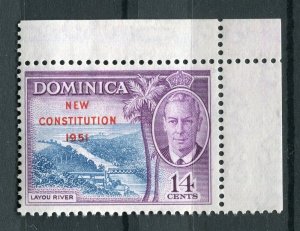 DOMINICA; 1951 early GVI Constitution issue MINT Hinged CORNER 14c. value