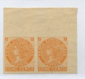 Prince Edward Island QV 1872 1 cent Plate Proof pair on buff paper mint no gum