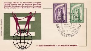 Belgium 1956 Europa (2) on Clean First Day Cover