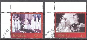 Tokelau Sc# 320-321 SG# 348/9 Used 2003 QEII Coronation Anniversary