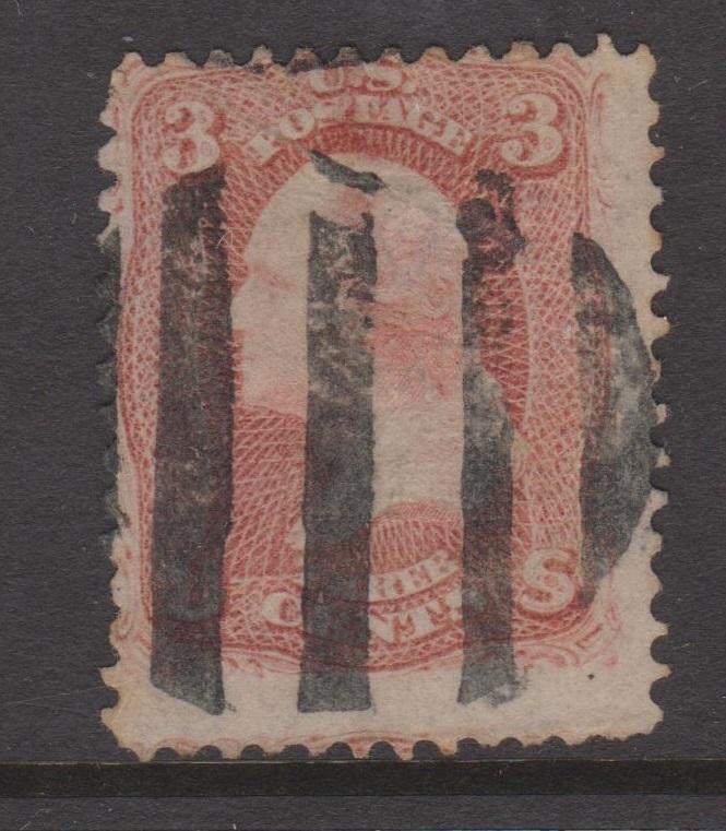 USA 1867 3c Washington Sc#85c Pink Shade With Grill