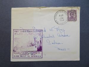 US 1932 SS Manhattan Maiden Voyage Cover Cacheted / Sm Top Tear - Z7958