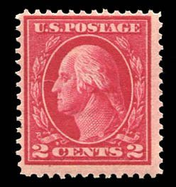 United States, 1910-30 #406 Cat$16, 1912 2c carmine, never hinged