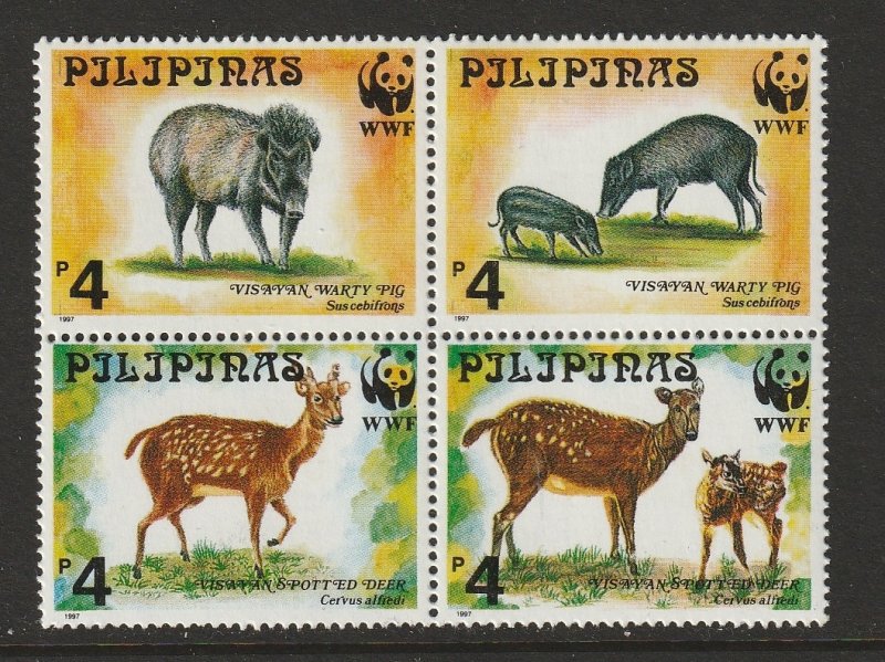 PHILIPPINES #2479a WWF ANIMALS (BLOCK) MNH