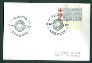 Denmark. 1974  Cover 80+10 Ore. Spc. Cancel: Lions Club Nat. Convention Aalborg