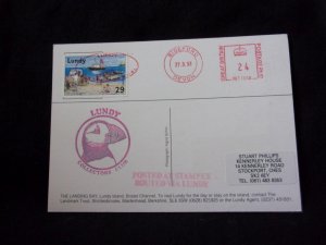 LUNDY STAMP USED ON 1993 POSTCARD 