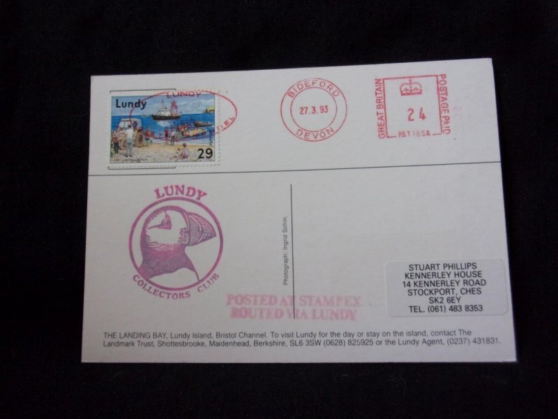 LUNDY STAMP USED ON 1993 POSTCARD 