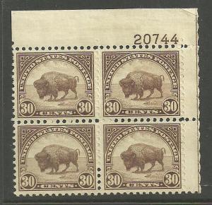 #700 American Buffalo Plate Block Mint Margin Hinged #20744