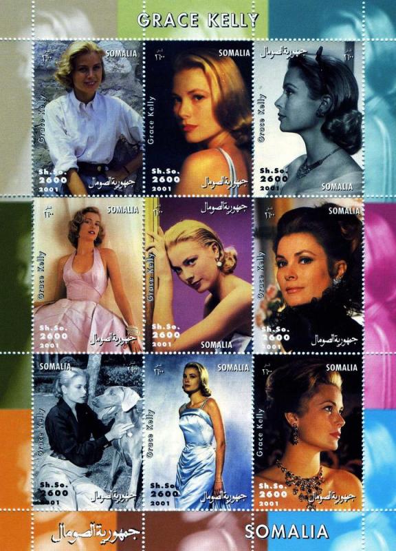 Somalia 2001 GRACE KELLY Sheet (9) Perforated Mint (NH)