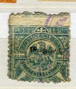 MEXICO; 1890s early classic Revenue Fiscal issue used 1c. value