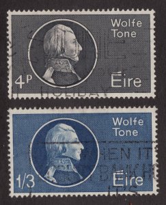 1964 Ireland Éire Sc #192-93 Used Stamps VF, Wolfe Tone - 4p & 1/3 - Cv $6.25