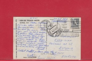 Canada to ESTONIA 1963 5c Gannet single use postcard, Airmail receivers