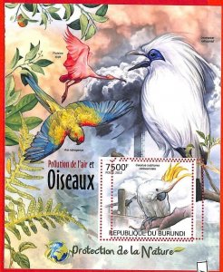 A0073 - BURUNDI - ERROR, 2012  MISSPERF SHEET - BIRDS Parrots