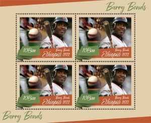 Stamps.Sports Baseball Barry Bonds 2022 year ,9 sheets  perforated  NEW