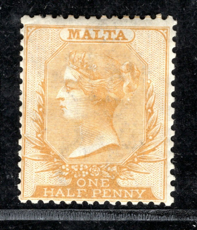 MALTA QV Classic Halfpenny Stamp SG.13 ½d Yellow (1881) Mint MM Cat £150 YBLUE4