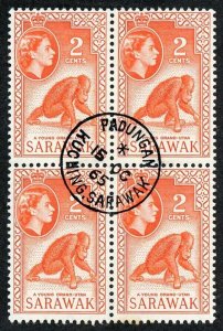 SARAWAK SG205 1965 2c Red-orange Wmk w12 THE KEY VALUE CDS Block Cat 64 pounds