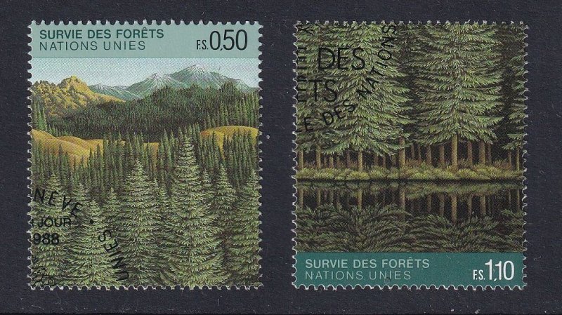 United Nations Geneva  #165-166  cancelled  1988 survival of the forest