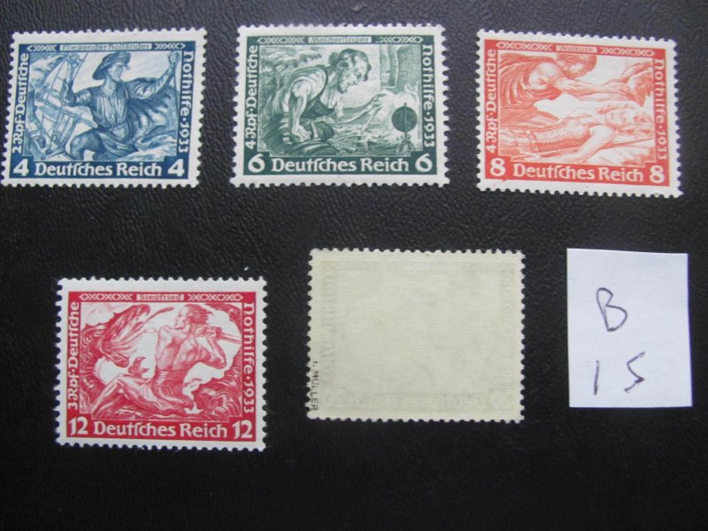 GERMANY 1933 MNH HIGH VALUE SIGNED MUELLER  SC B50a-55a SET VF/XF 1000 EUR (122)