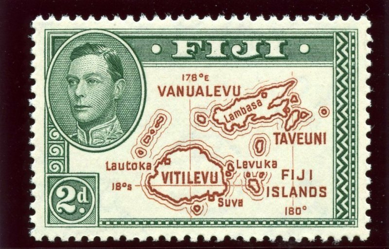 Fiji 1938 KGVI 2d brown & green superb MNH. SG 254. Sc 133.