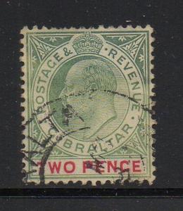 Gibraltar Sc 52a 1907 2 d  Edward VII stamp used