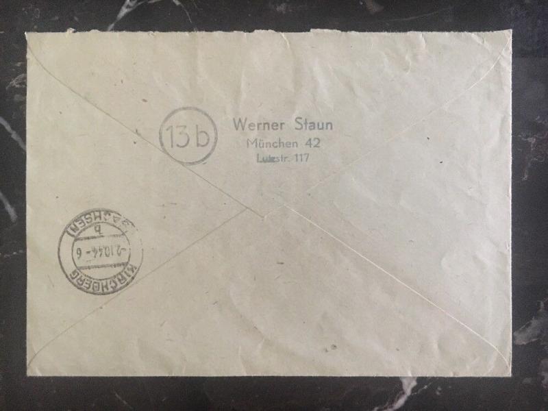 1944 Munich Germany Registered Cover To Kirchberg