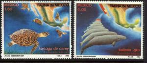 MEXICO 1281-1282 Conservation of Turtles and Gray Whales MNH