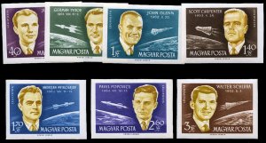 Hungary #C221-227 Cat$15, 1962 Astronauts, imperf. set of seven, never hinged