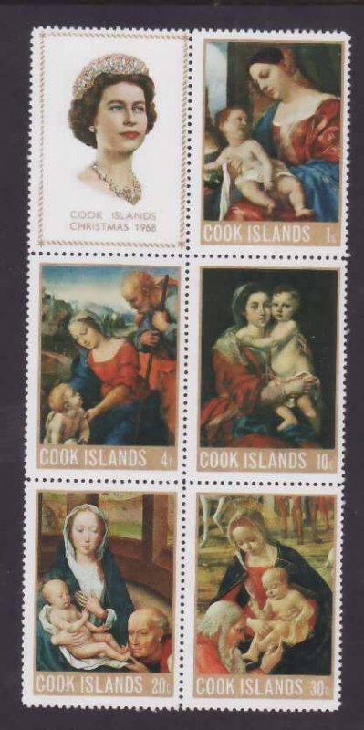 Cook Is-Sc#247a- id9-unused NH block from the sheet-Christmas-Paintings-1968-