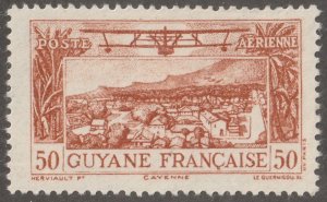 French Guiana, stamp,  Scott#c1,  mint, hinged,  0.50, cents, airmail