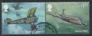 GB - 2018 RAF Centenary Issue £1.57 se-tenant pair VFU Aviation / Aircraft 