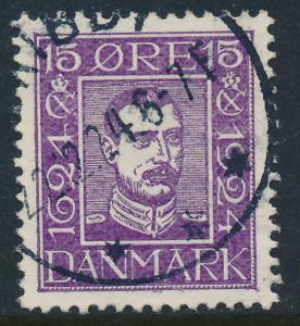 Denmark Scott 168 (AFA 136), 15ø violet Postal Anniv. VF U