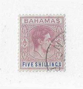 Bahamas Sc #112c scarce red lilac on thin chalky paper VF