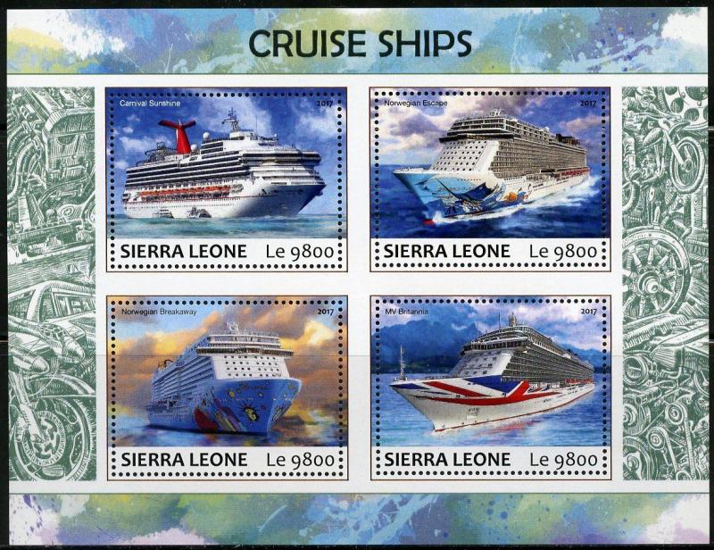 SIERRA LEONE 2017  CRUISE SHIPS SHEET MINT NEVER HINGED