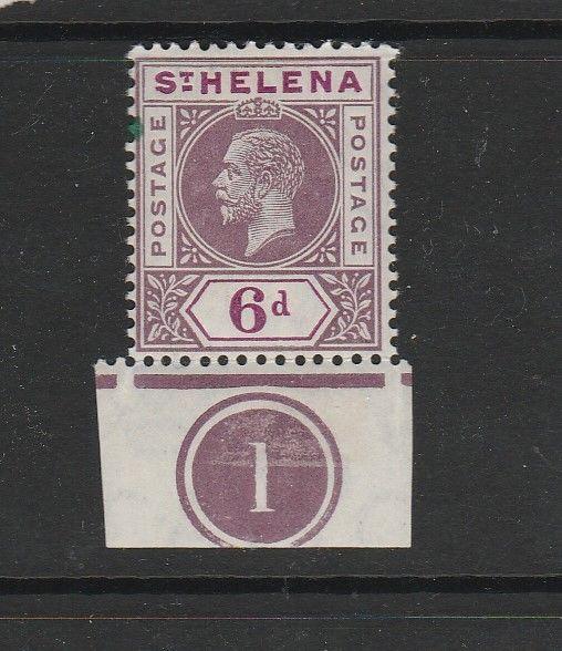 St Helena 1913 6d MM with Cylinder Number SG 86