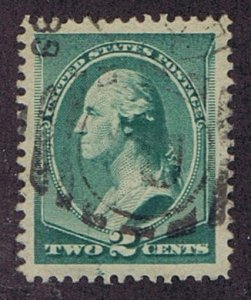 US 213 USED 2c WASHINGTON, 1887, GEM, PARTIAL DUPLEX CANCEL, EXTRA FINE