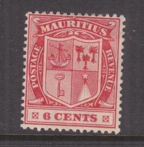 MAURITIUS, 1910 Arms, Mult. Crown CA, 6c. Carmine Red, lhm.