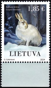 LITHUANIA 2024-02 FAUNA Animals Mammals Rodents: White Hare, MNH