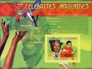 COMORES 2009 SHEET AFRICAN CELEBRITIES FAMOUS MANDELA NOBEL BEKELE cm9203b