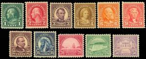 552//570, ELEVEN MINT STAMPS - ALL VF-XF OG LH Cat $167.15