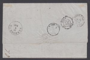 Norway Sc 2, 5 used on 1860 SFL CHRISTIANSUND-LAROCHETTE, Norwege-Quievrain CDS