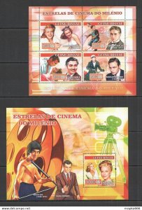 2007 Guinea-Bissau Millennium Stars Cinema Bruce Lee Chaplin Monroe Bl+Kb ** Ns