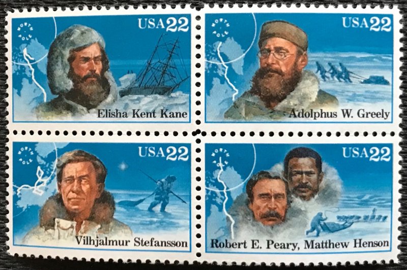 US #2220-2223 MNH Block of 4 Arctic Explorers SCV $2.75 L42