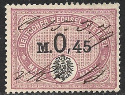 GERMANY 1875 0.45m Red Violet Bill of Exchange Revenue Erler No.AJ52B VFU