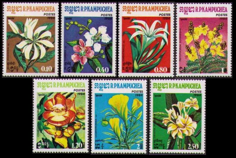 Kampuchea Flowers 7v issue 1984 MI#591-597